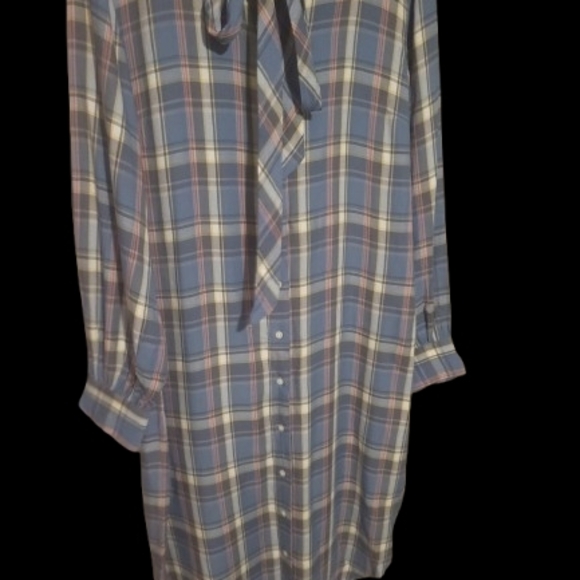 Polo by Ralph Lauren Blue and Cream Plaid Tie-Waist Midi Dress - Picture 6 of 7